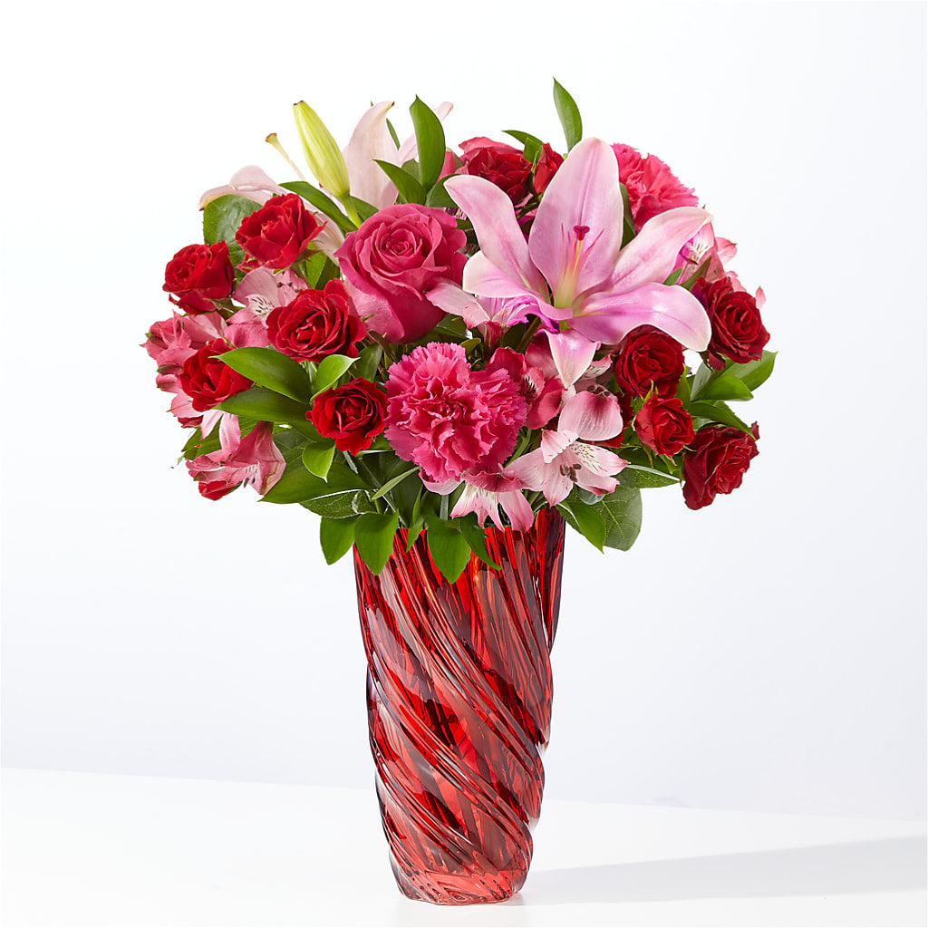 In Love Bouquet with Luxe Swirl Vase – KATHY'S FLOWERS, Adair OK