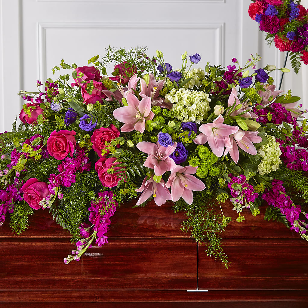 Radiant Tribute Casket Spray – KATHY'S FLOWERS, Adair OK