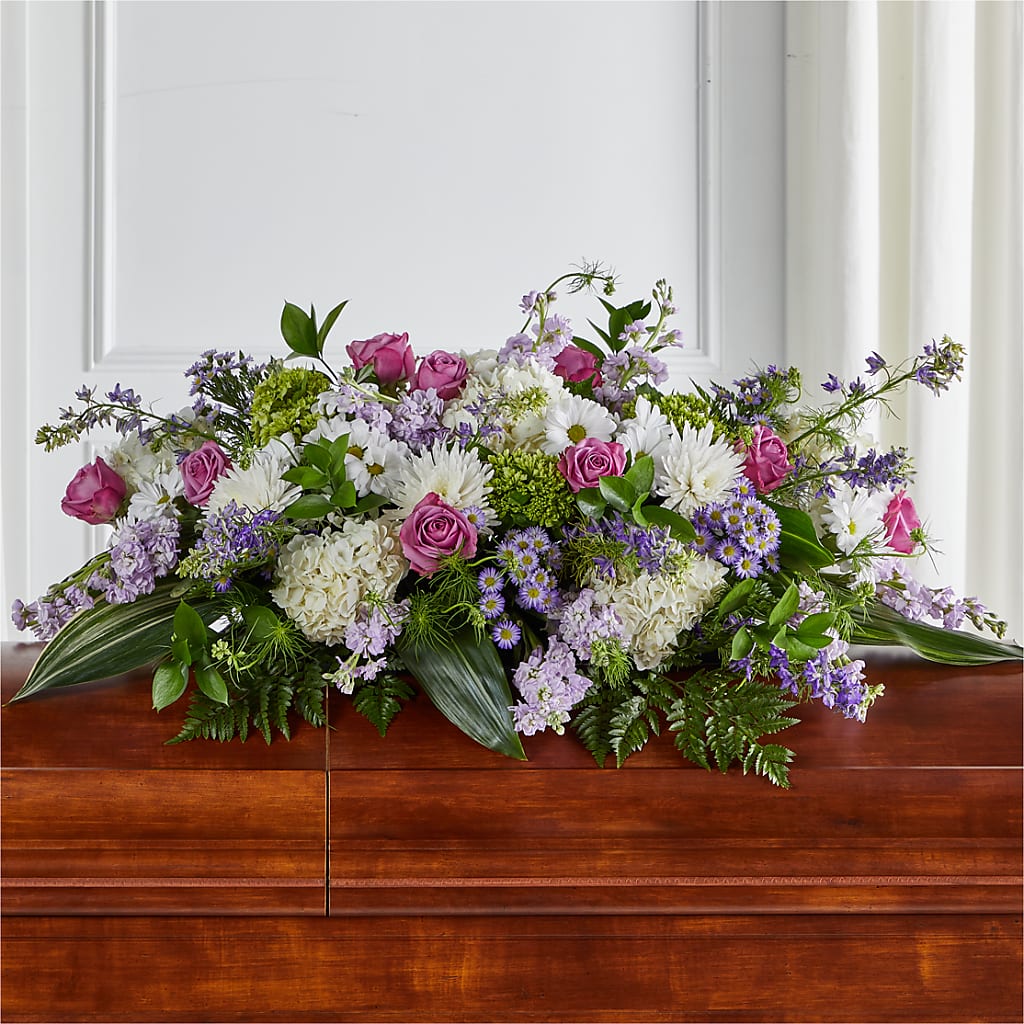 Meadows of Serenity Casket Spray – KATHY'S FLOWERS, Adair OK