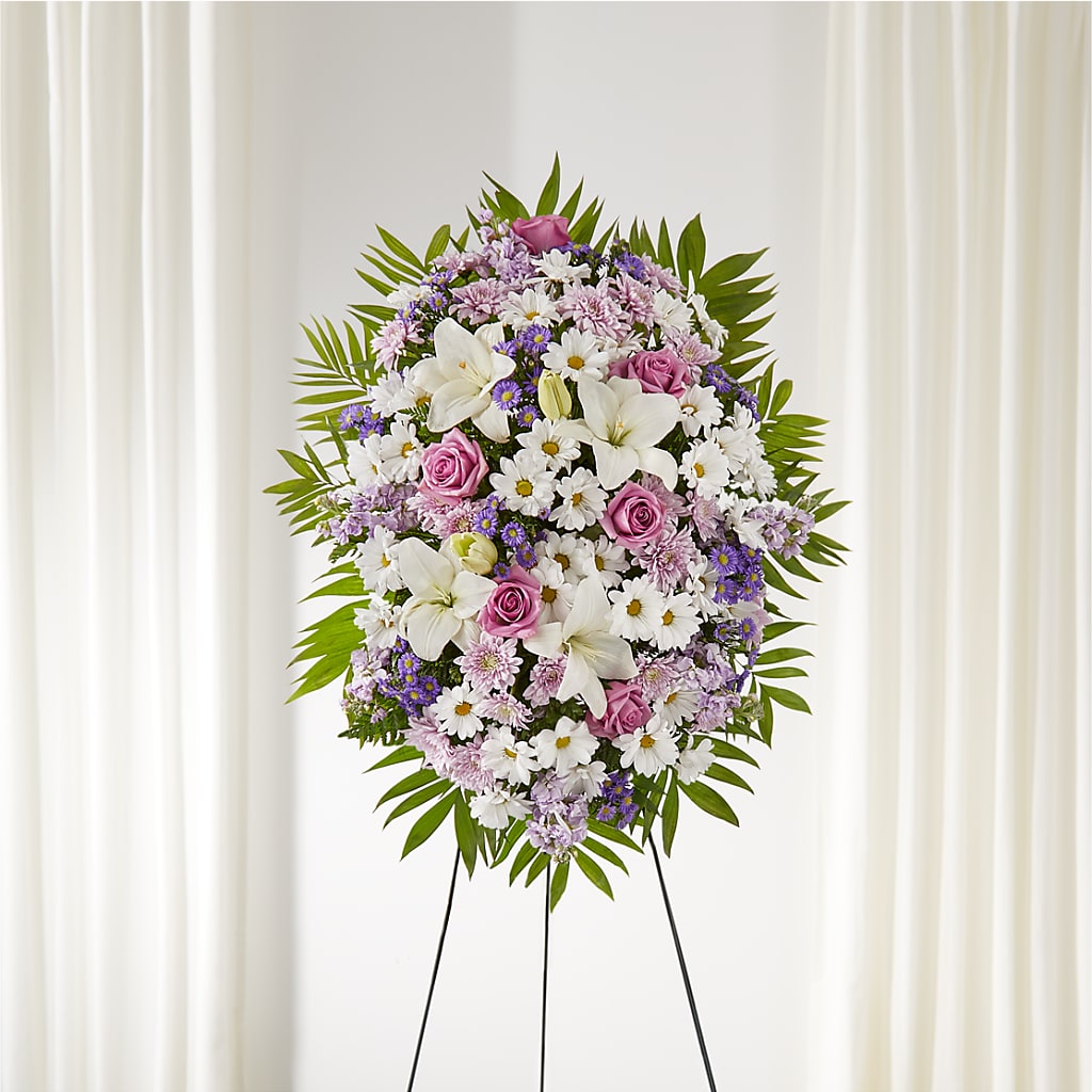 Surrounded by Love Standing Spray – KATHY'S FLOWERS, Adair OK