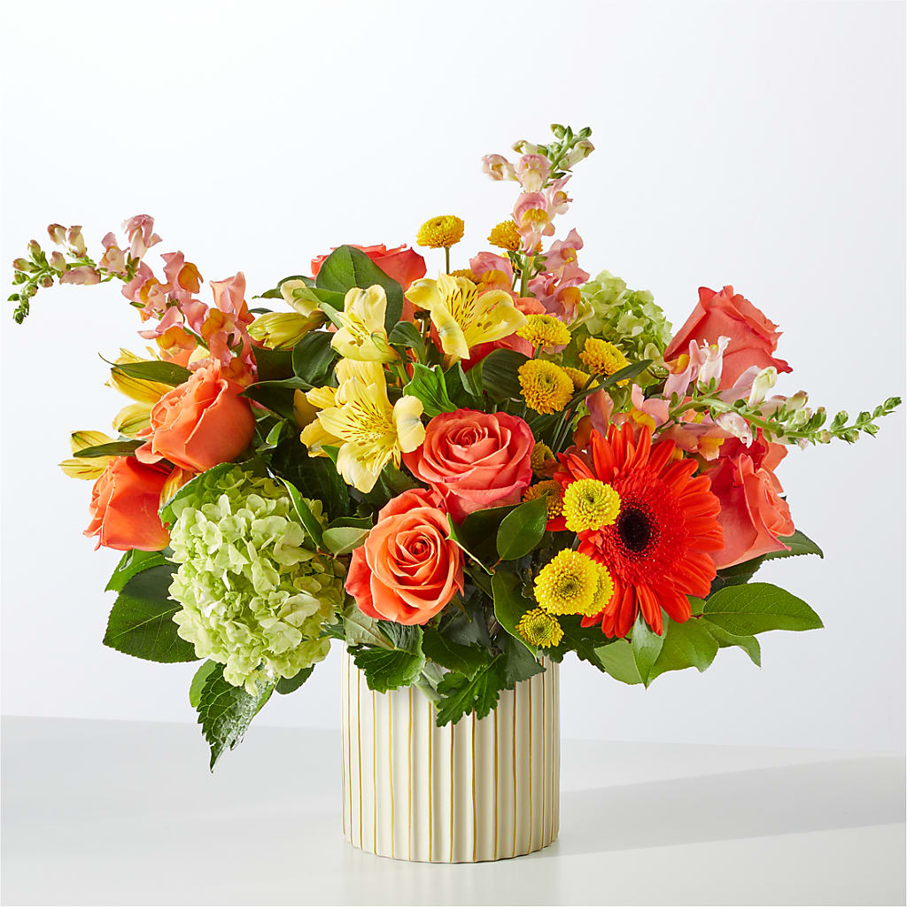 Autumn Sunshine Bouquet with Ivory Vase – KATHY'S FLOWERS, Adair OK