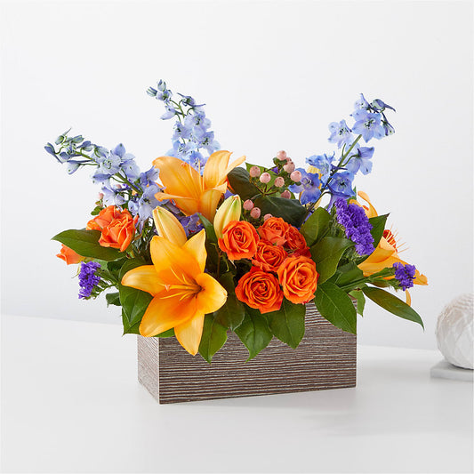 Radiant Citrus Box Bouquet – KATHY'S FLOWERS, Adair OK