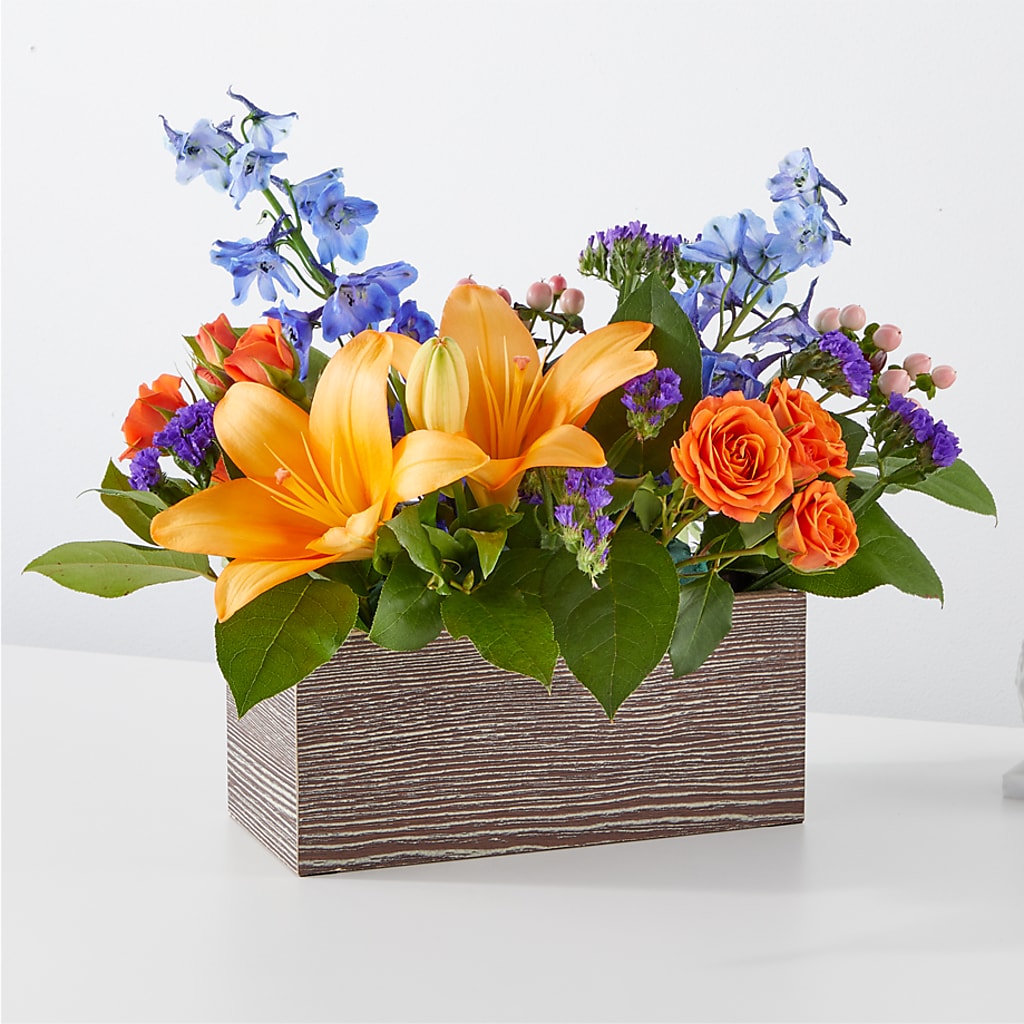 Radiant Citrus Box Bouquet – KATHY'S FLOWERS, Adair OK