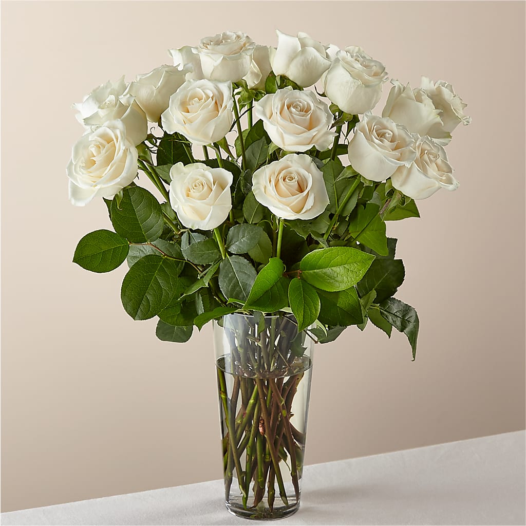 Long Stem White Rose Bouquet – KATHY'S FLOWERS, Adair OK