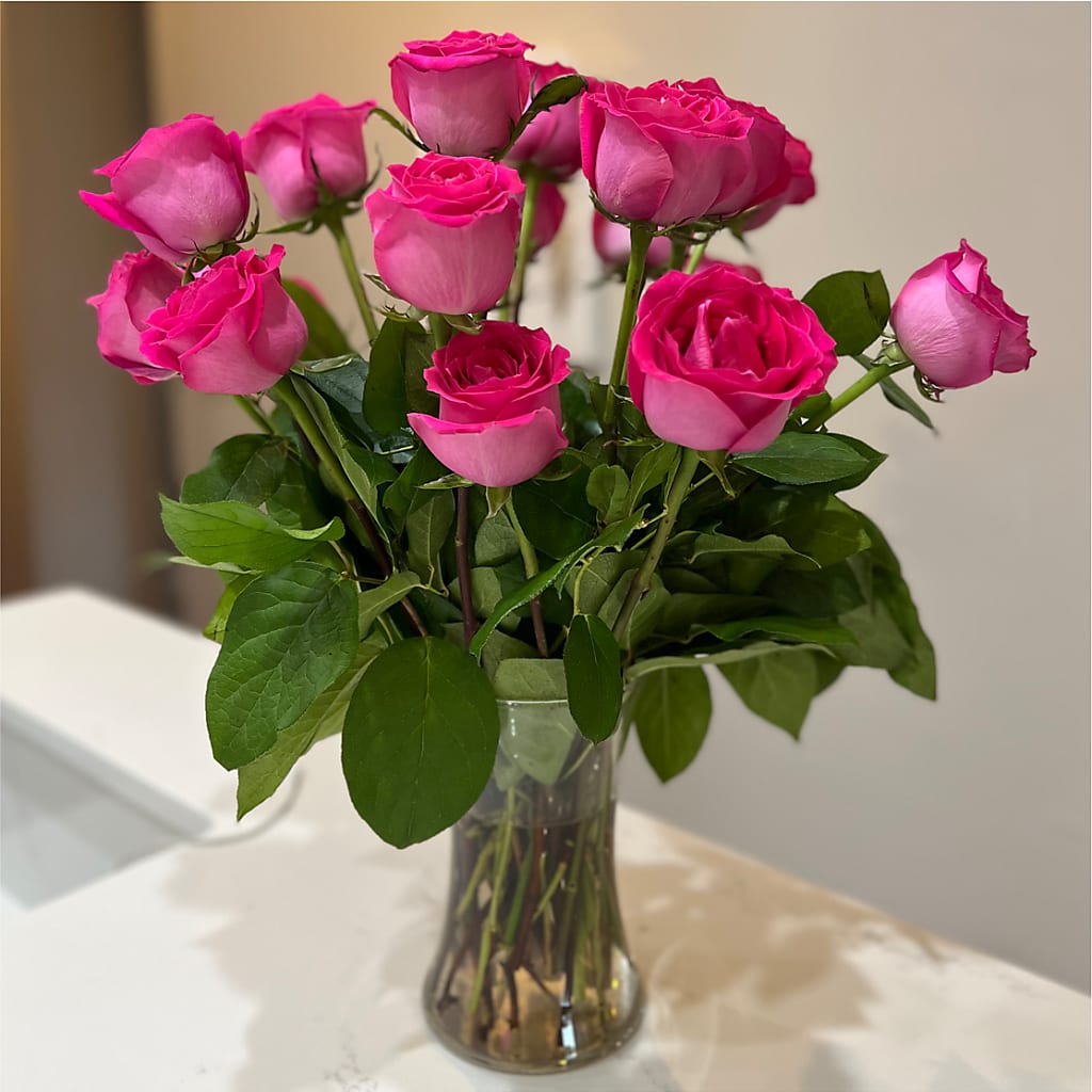 Long Stem Pink Rose Bouquet – KATHY'S FLOWERS, Adair OK