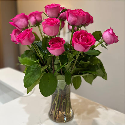 Long Stem Pink Rose Bouquet – KATHY'S FLOWERS, Adair OK