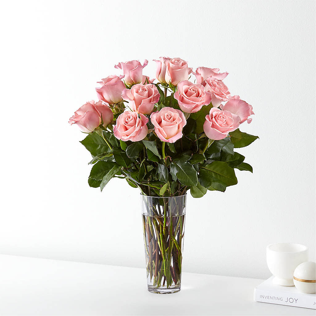 Long Stem Pink Rose Bouquet – KATHY'S FLOWERS, Adair OK