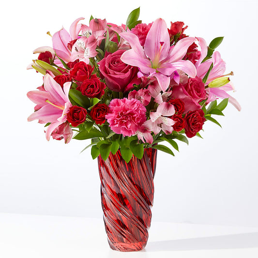 In Love Bouquet with Luxe Swirl Vase – KATHY'S FLOWERS, Adair OK
