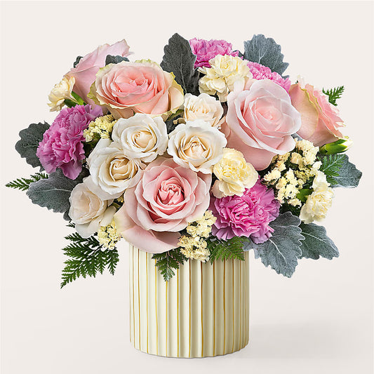 Blissful Moments Bouquet with Ivory Vase – KATHY'S FLOWERS, Adair OK