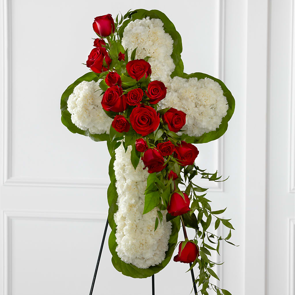 Floral Cross Easel – KATHY'S FLOWERS, Adair OK