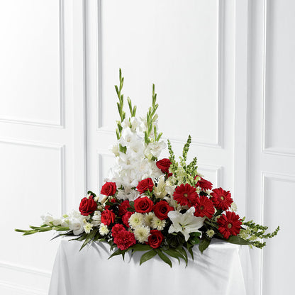 Crimson & White Arrangement – KATHY'S FLOWERS, Adair OK