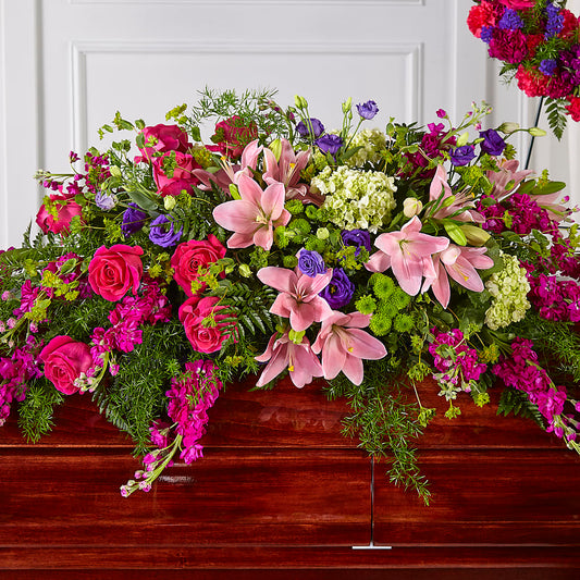 Radiant Tribute Casket Spray – KATHY'S FLOWERS, Adair OK