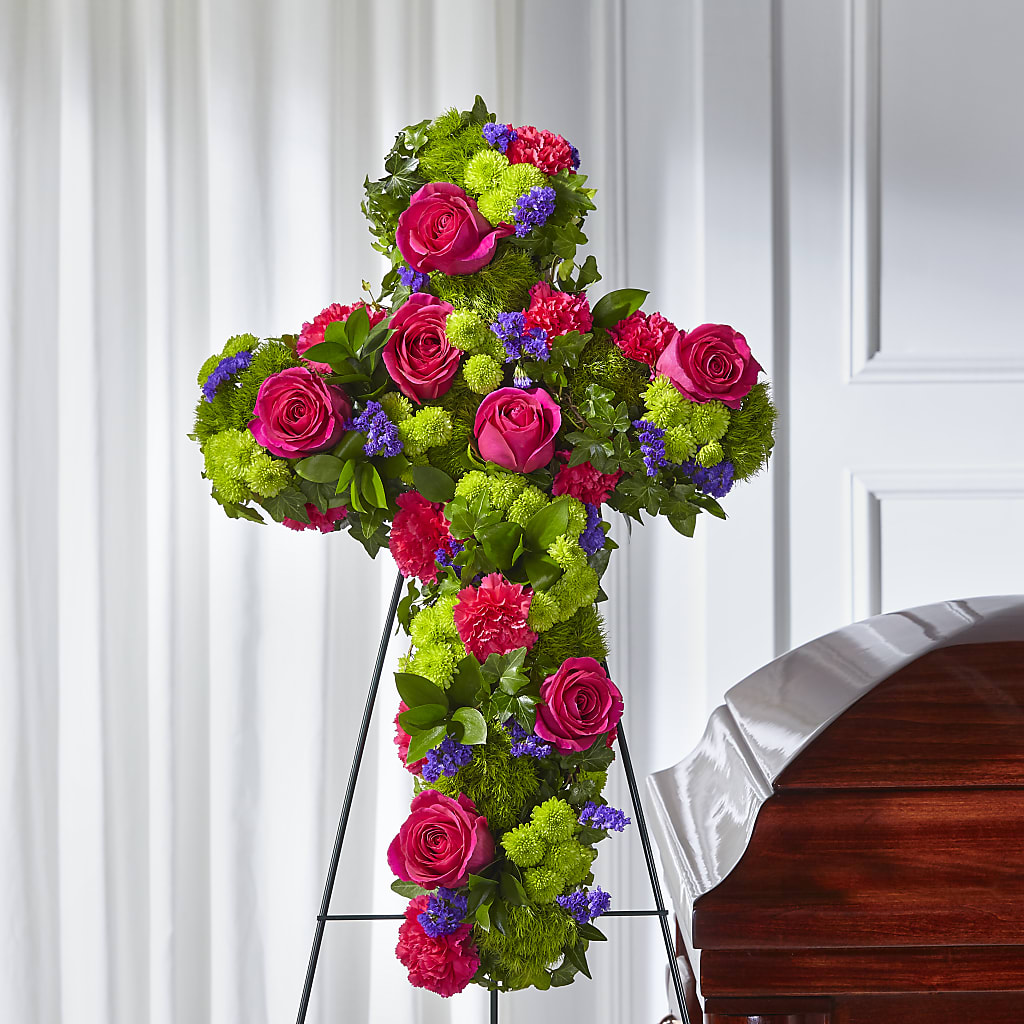 Tribute Rose Floral Cross – KATHY'S FLOWERS, Adair OK