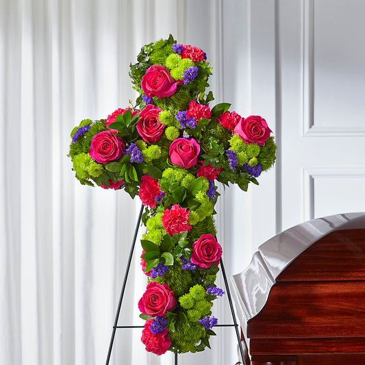 Tribute Rose Floral Cross – KATHY'S FLOWERS, Adair OK