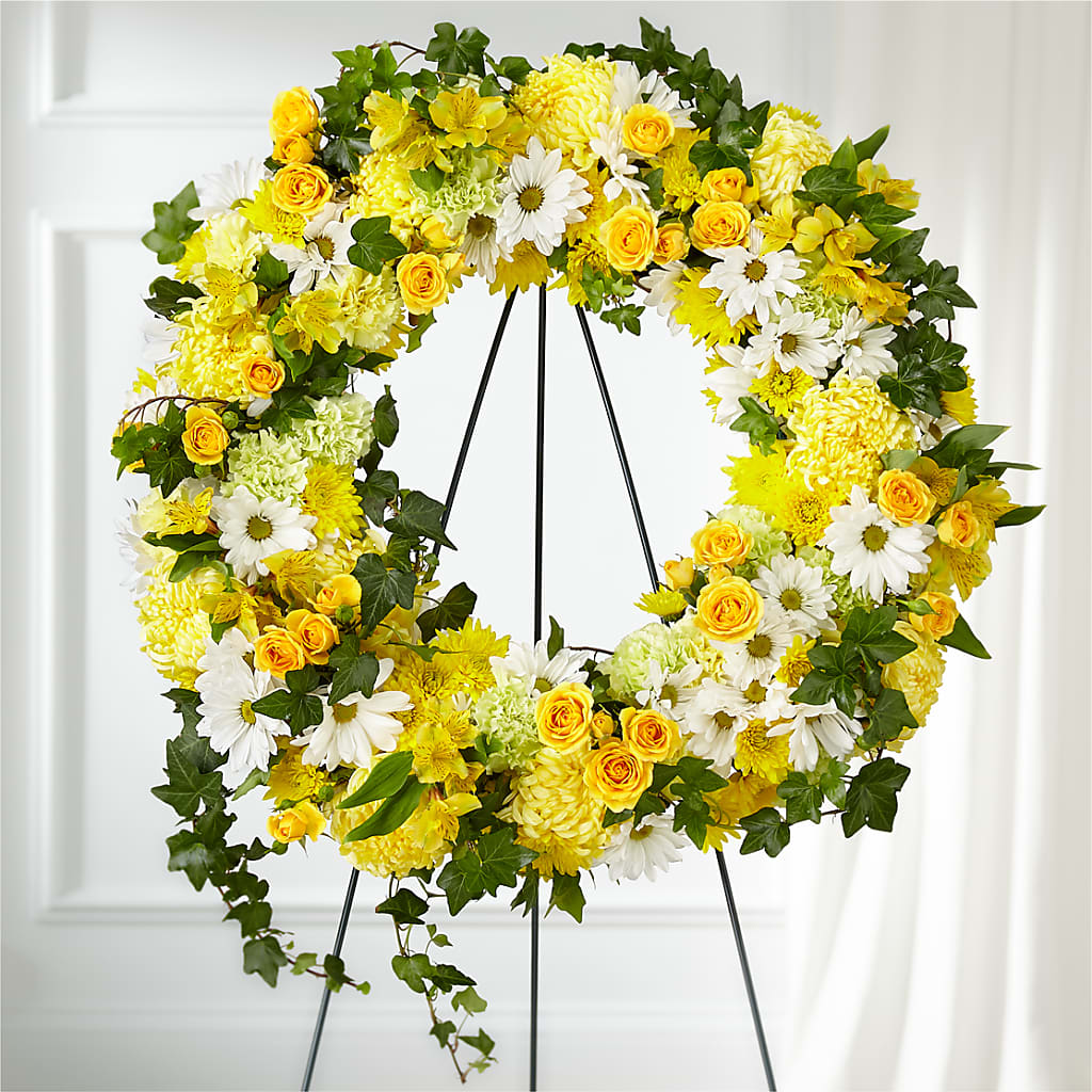 Golden Remembrance Wreath – KATHY'S FLOWERS, Adair OK