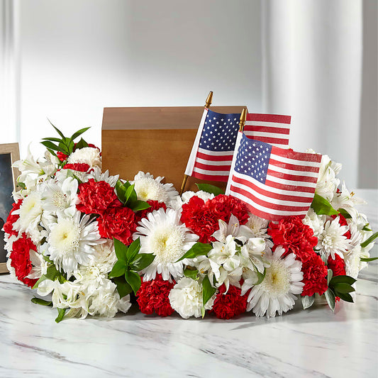 Spirit of Patriotism Cremation Adornment – KATHY'S FLOWERS, Adair OK