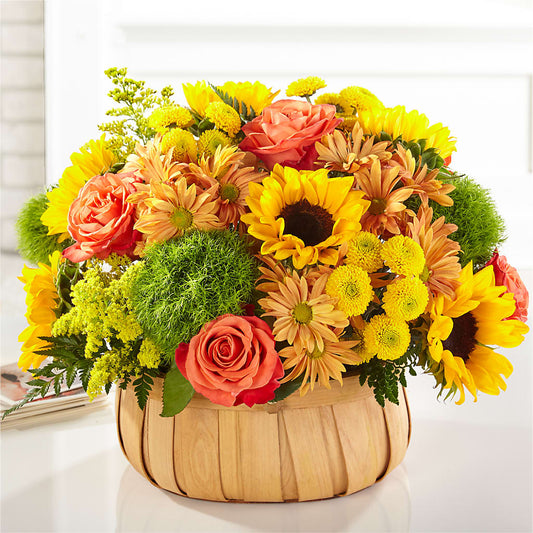 Harvest Sunflower Basket – KATHY'S FLOWERS, Adair OK