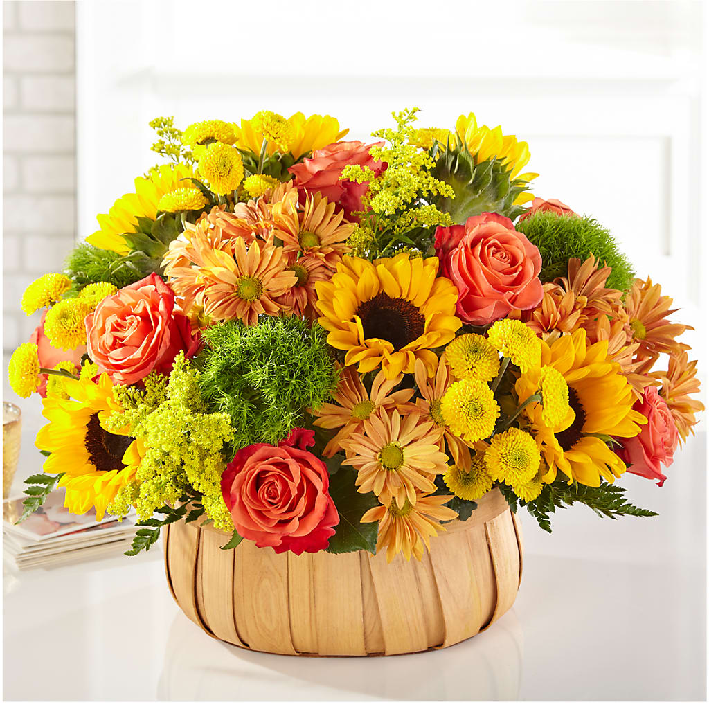 Harvest Sunflower Basket – KATHY'S FLOWERS, Adair OK
