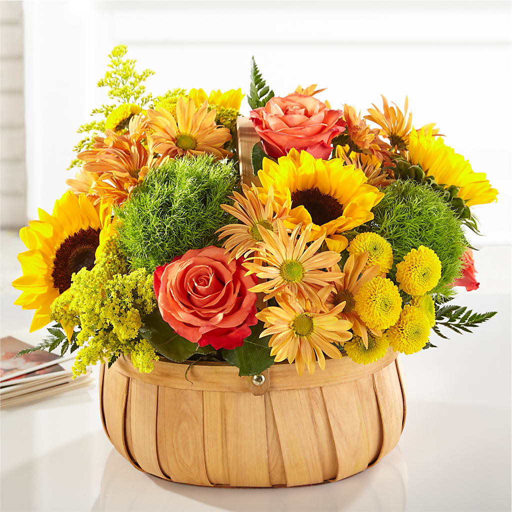 Harvest Sunflower Basket – KATHY'S FLOWERS, Adair OK
