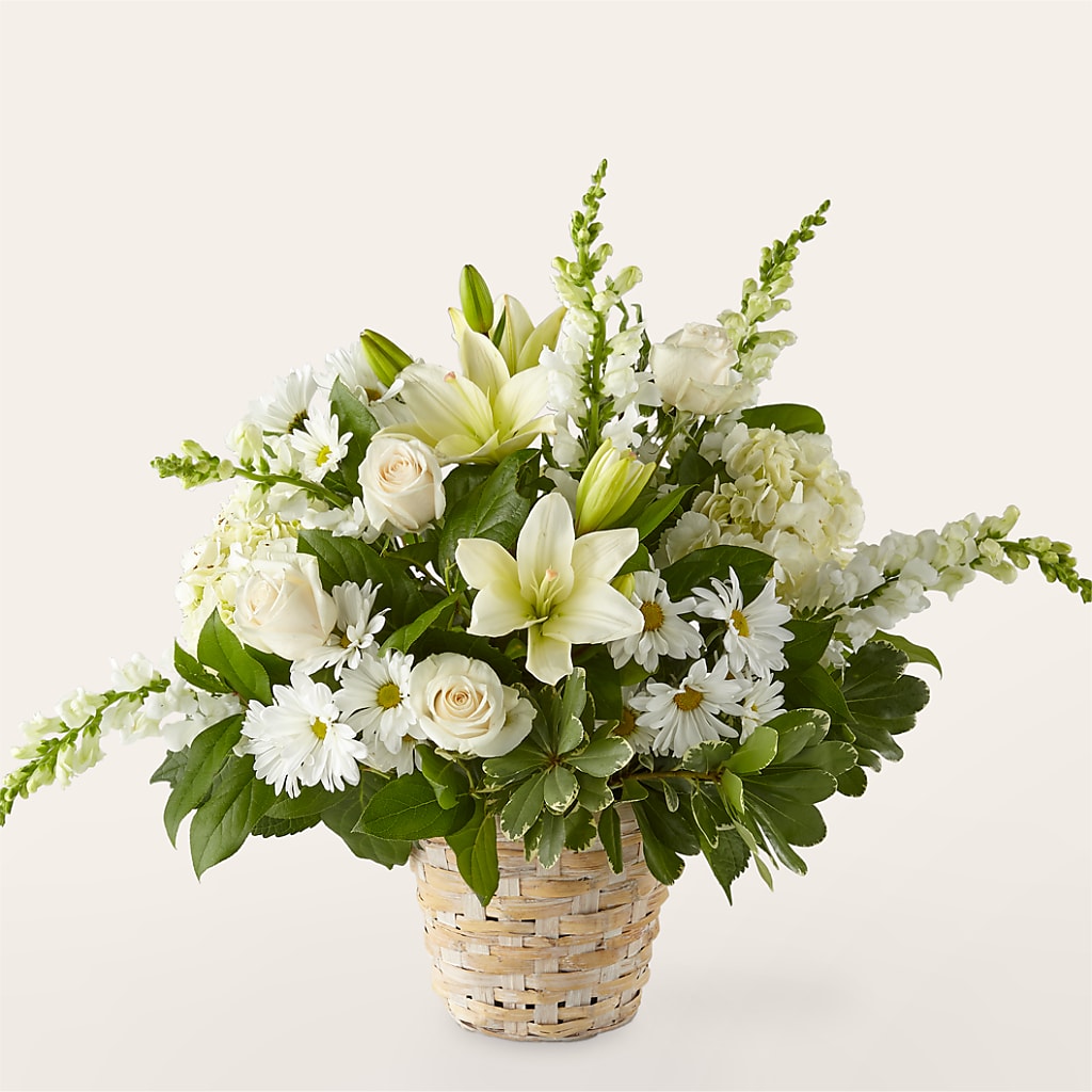 Ivory Elegance Floral Basket – KATHY'S FLOWERS, Adair OK