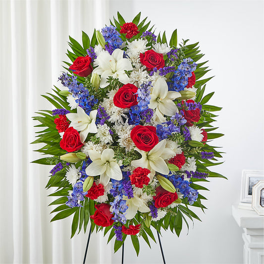Cherished Service Standing Spray – KATHY'S FLOWERS, Adair OK