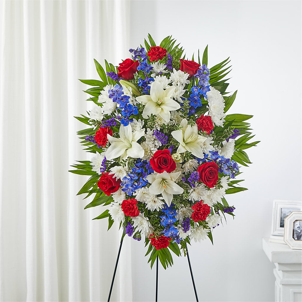 Cherished Service Standing Spray – KATHY'S FLOWERS, Adair OK