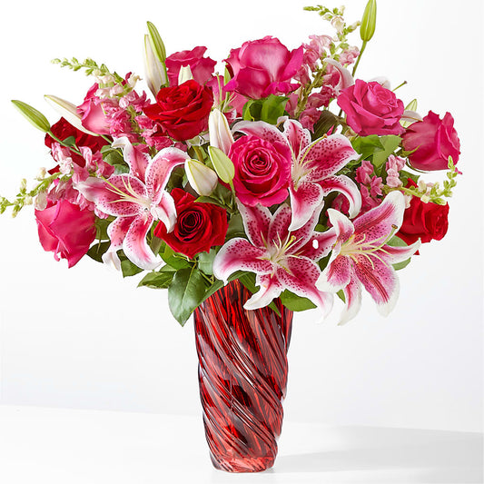 Always You Bouquet with Luxe Swirl Vase – KATHY'S FLOWERS, Adair OK