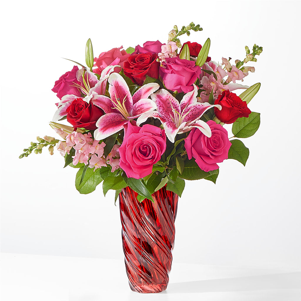 Always You Bouquet with Luxe Swirl Vase – KATHY'S FLOWERS, Adair OK