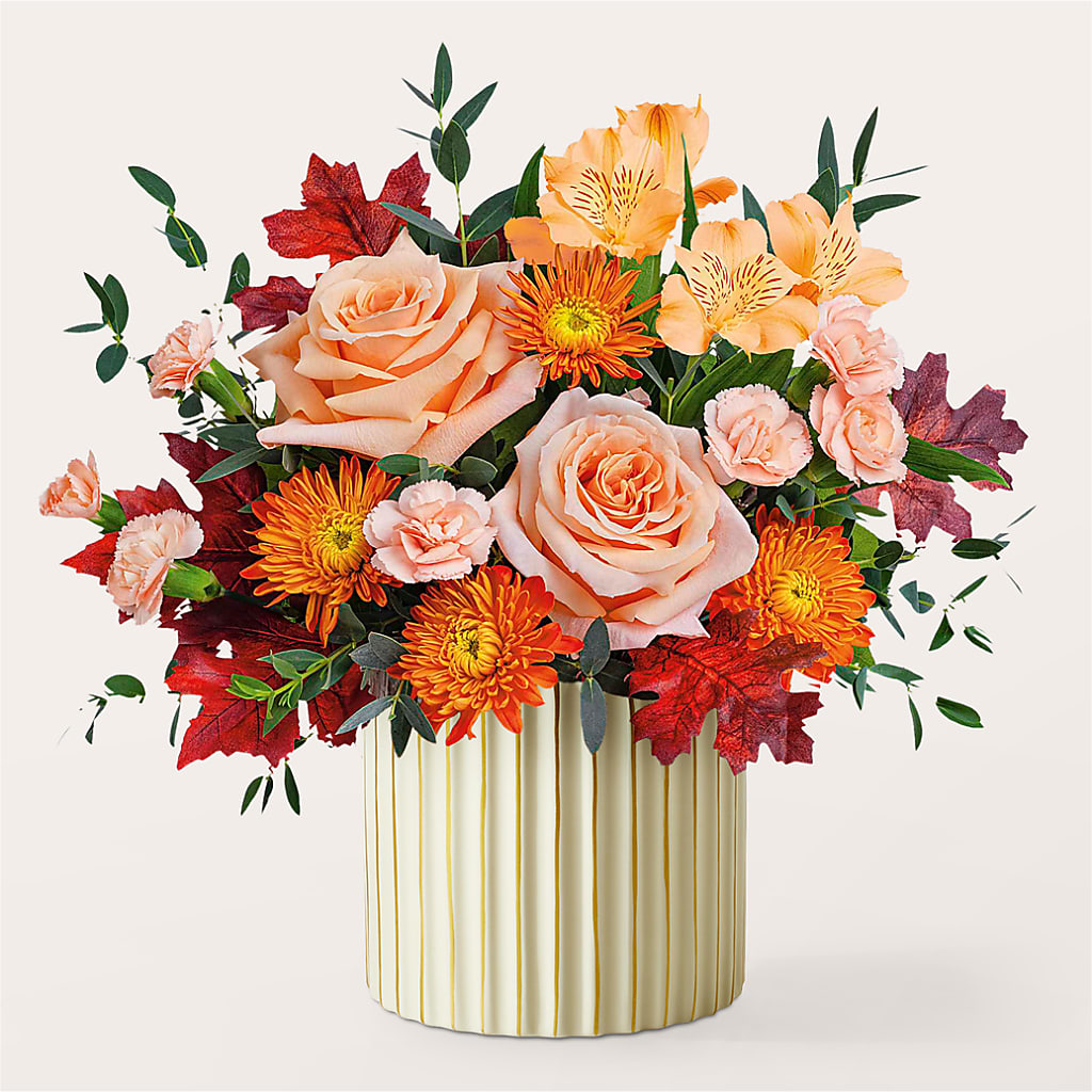 Spiced Latte Bouquet with Ivory Vase – KATHY'S FLOWERS, Adair OK