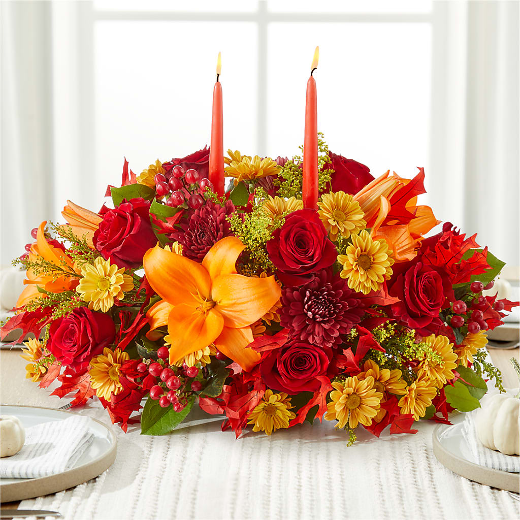 Autumn's Embrace Centerpiece – KATHY'S FLOWERS, Adair OK
