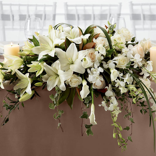 White Linen Arrangement – KATHY'S FLOWERS, Adair OK