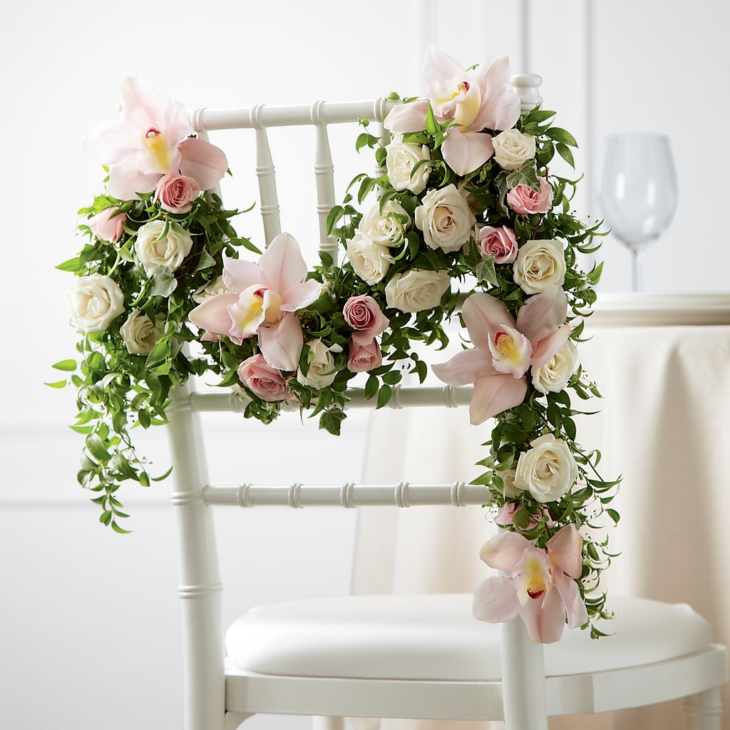 Orchid Rose Chair Décor – KATHY'S FLOWERS, Adair OK