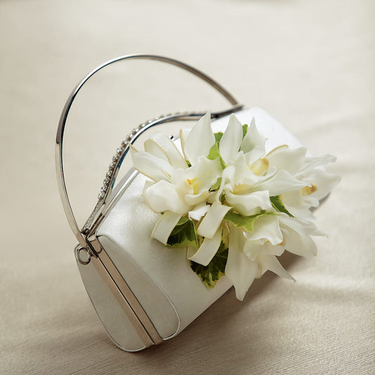 White Purse Decor – KATHY'S FLOWERS, Adair OK