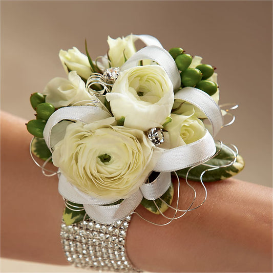 White Wedding Corsage – KATHY'S FLOWERS, Adair OK